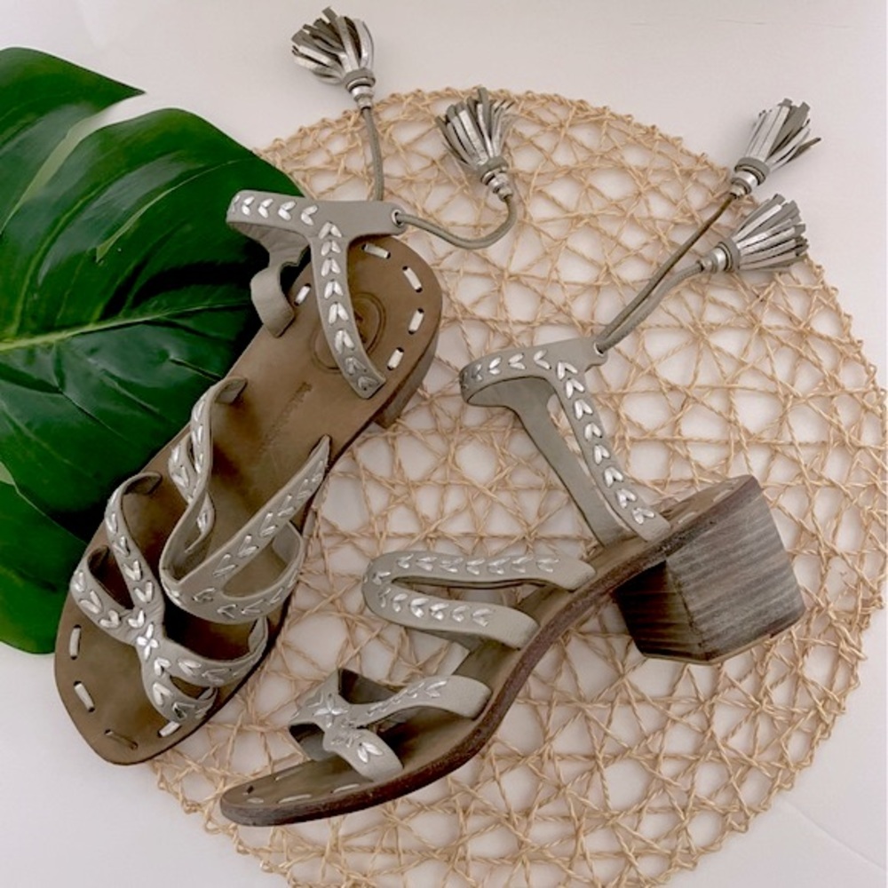 The Tui Collection hand made leather sandals tassel ankle tie Gladiator EU 36